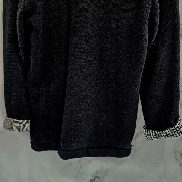 Storybook Knits Sweater Womens Large Black Houndstooth Striped Artsy Blazer - Picture 7 of 11